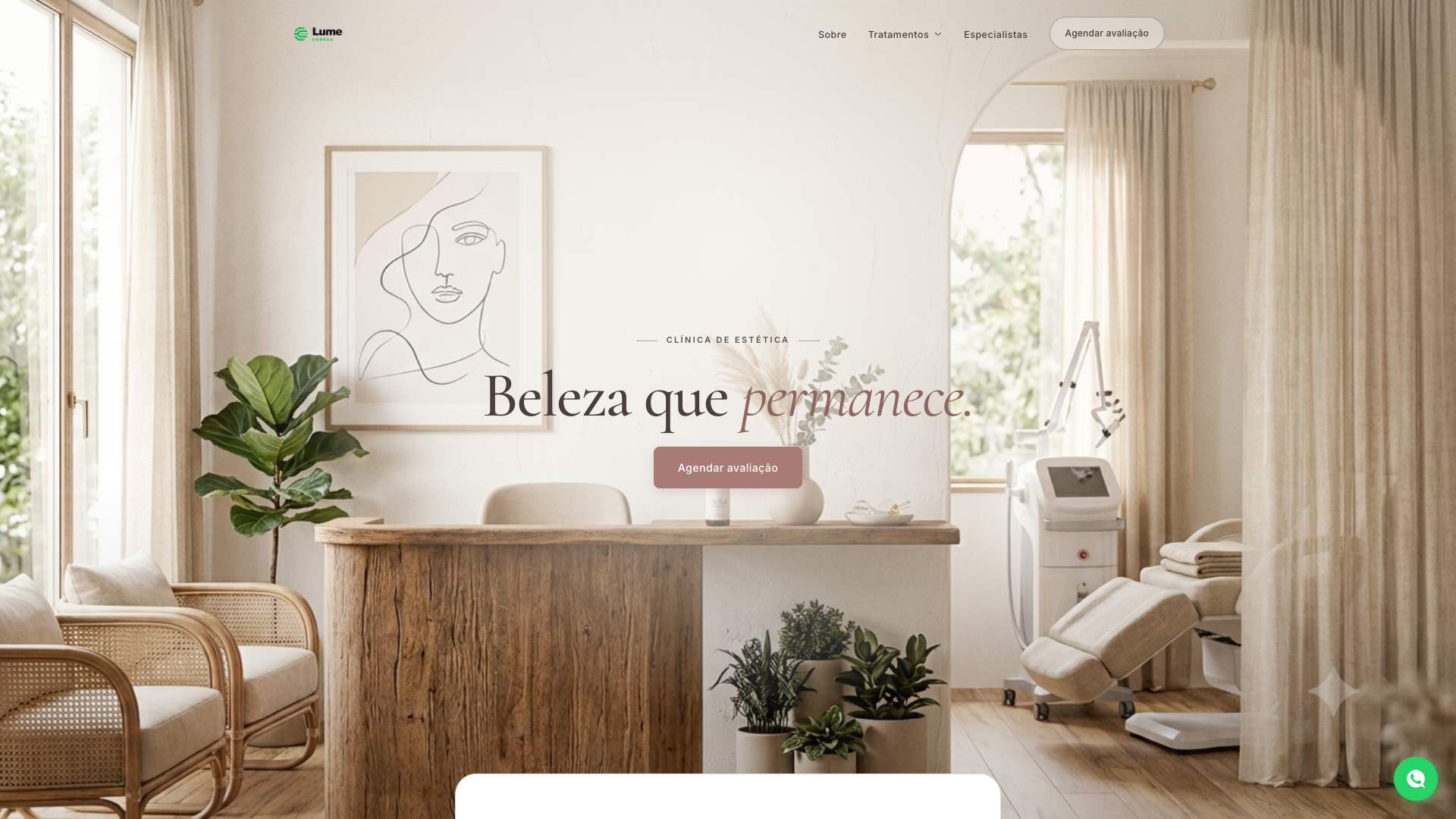 Prévia do Template Editorial Essencial aplicado a uma clínica de estética